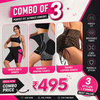 Buttlift Women athleisure shorts (Pack of 3) SKU-1010