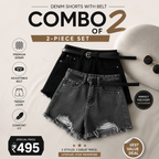 Buttlift Denim Shorts Black and Grey (Pack of 2) SKU-117