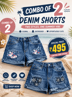 Buttlift Denim Shorts Blue (Pack of 2) SKU-101
