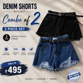 Buttlift Denim Shorts Black and Blue (Pack of 2) SKU-116
