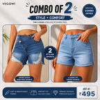 Buttlift Denim Shorts Blue (Pack of 2) SKU-120