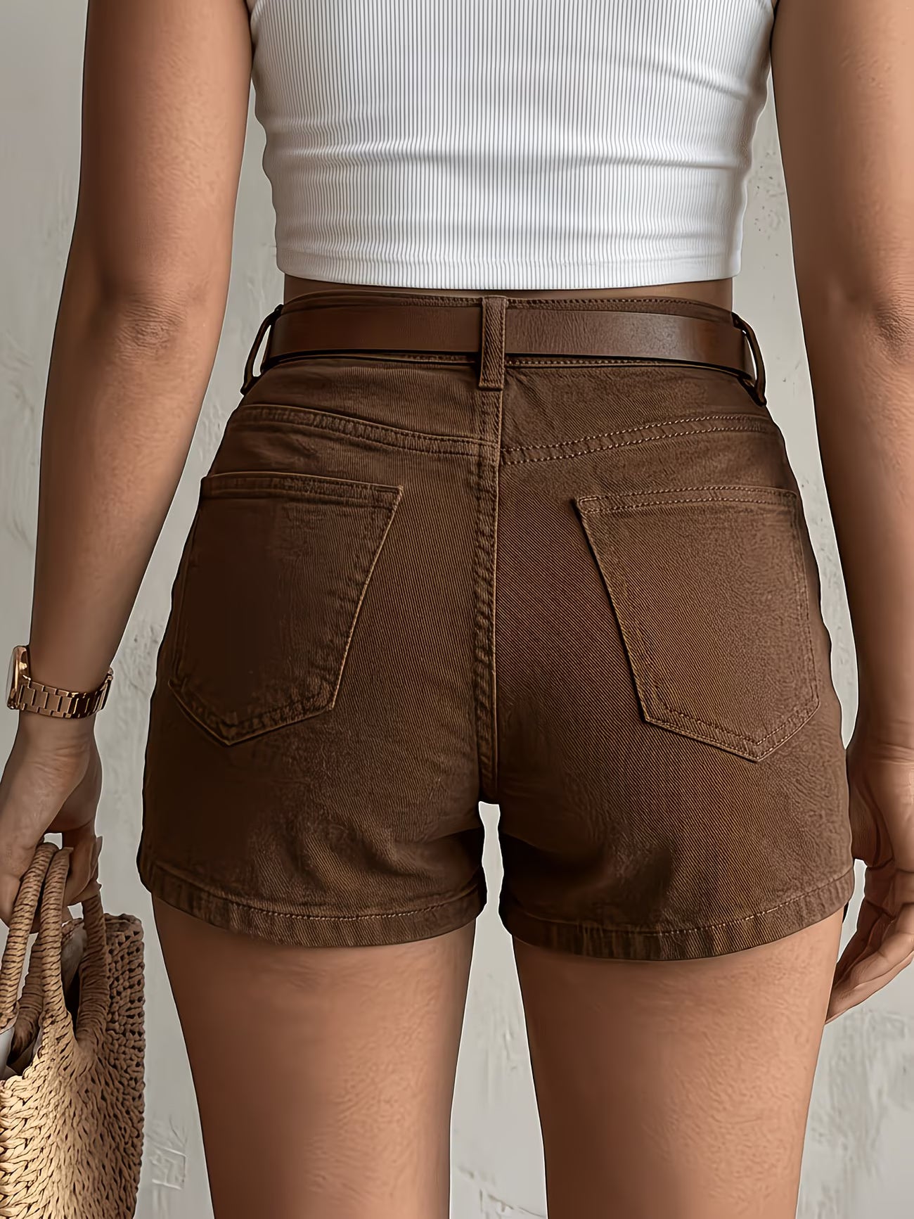 Buttlift Denim Shorts Brown and Blue (Pack of 2) SKU-122