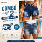 Buttlift Denim Shorts Blue (Pack of 2) SKU-121