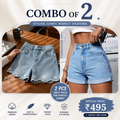 Buttlift Denim Shorts Blue (Pack of 2) SKU-119