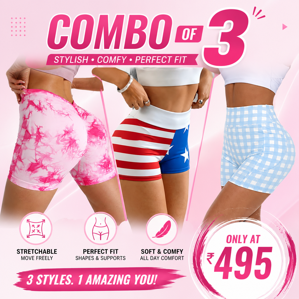 Buttlift Women athleisure shorts (Pack of 3) SKU-1022