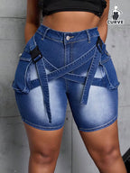 Buttlift Denim Shorts Blue (Pack of 2) SKU-107