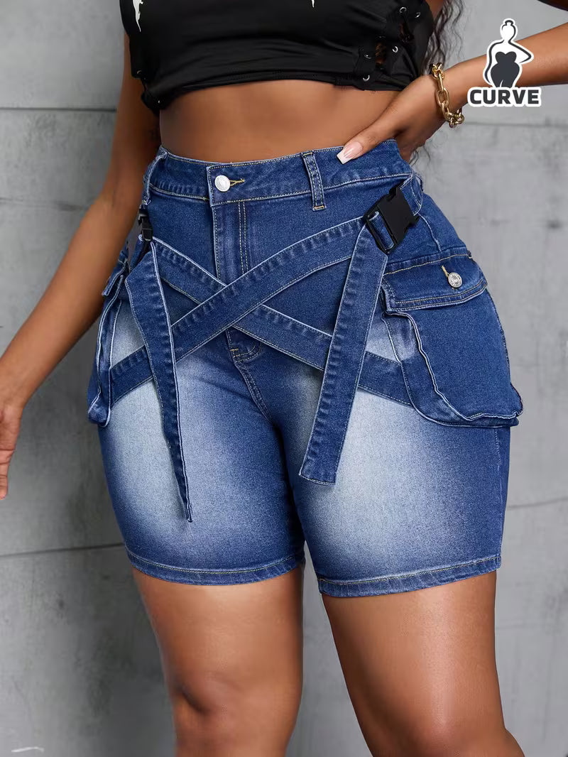 Buttlift Denim Shorts Blue (Pack of 2) SKU-107