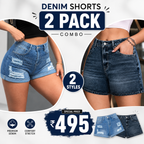 Buttlift Denim Shorts Blue and Black (Pack of 2) SKU-125
