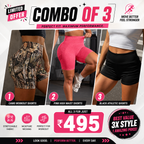 Buttlift Women athleisure shorts (Pack of 3) SKU-1015