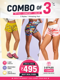 Buttlift Women athleisure shorts (Pack of 3) SKU-1027