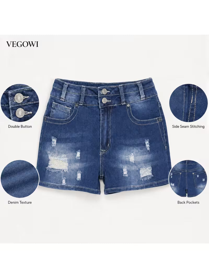 Buttlift Denim Shorts Blue (Pack of 2) SKU-118