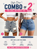 Buttlift Denim Shorts Grey and Blue (Pack of 2) SKU-112