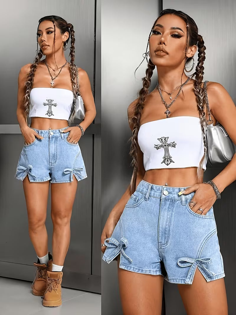Buttlift Denim Shorts Blue (Pack of 2) SKU-109
