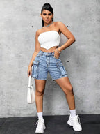 Buttlift Denim Shorts Blue (Pack of 2) SKU-107