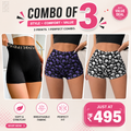Buttlift Women athleisure shorts (Pack of 3) SKU-1014