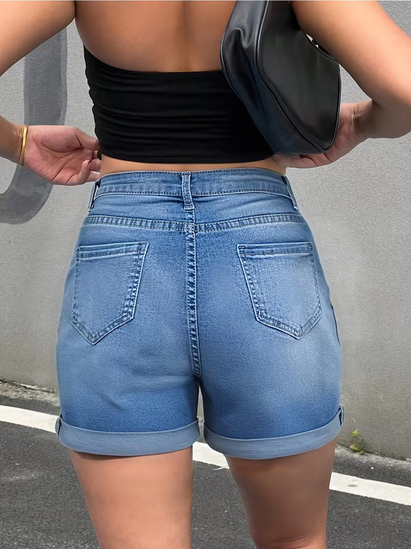 Buttlift Denim Shorts Blue and Black (Pack of 2) SKU-125