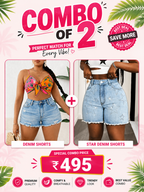 Buttlift Denim Shorts Blue (Pack of 2) SKU-108
