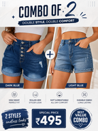 Buttlift Denim Shorts Blue (Pack of 2) SKU-114