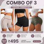 Buttlift Women athleisure shorts (Pack of 3) SKU-1028