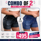 Buttlift Denim Shorts Black and Blue (Pack of 2) SKU-106