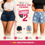 Buttlift Denim Shorts Dark Blue and Light Blue (Pack of 2) SKU-110