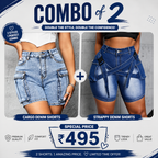 Buttlift Denim Shorts Blue (Pack of 2) SKU-107