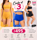 Buttlift Women athleisure shorts (Pack of 3) SKU-1030