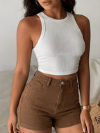 Buttlift Denim Shorts Brown and Blue (Pack of 2) SKU-122