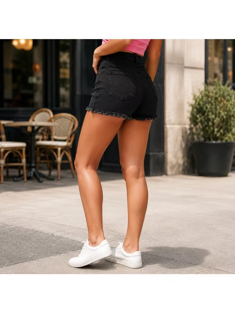 Buttlift Denim Shorts Blue and Black (Pack of 2) SKU-102