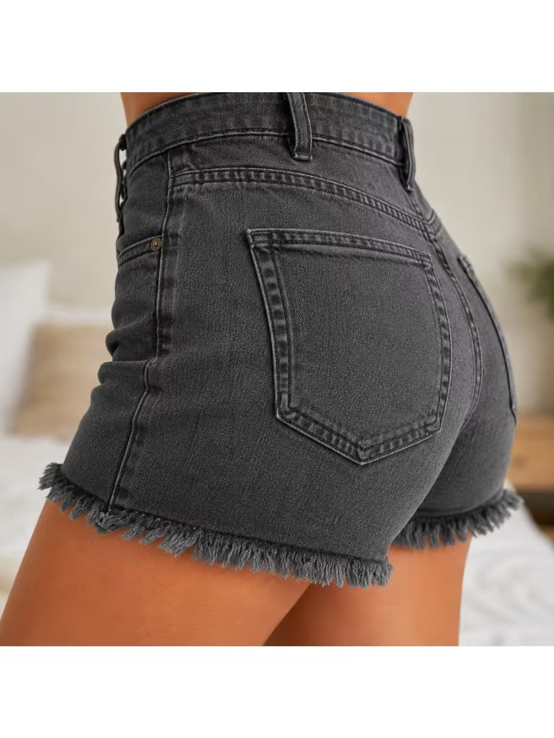 Buttlift Denim Shorts Black and Grey (Pack of 2) SKU-104