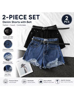Buttlift Denim Shorts Black and Blue (Pack of 2) SKU-116
