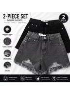 Buttlift Denim Shorts Black and Grey (Pack of 2) SKU-117