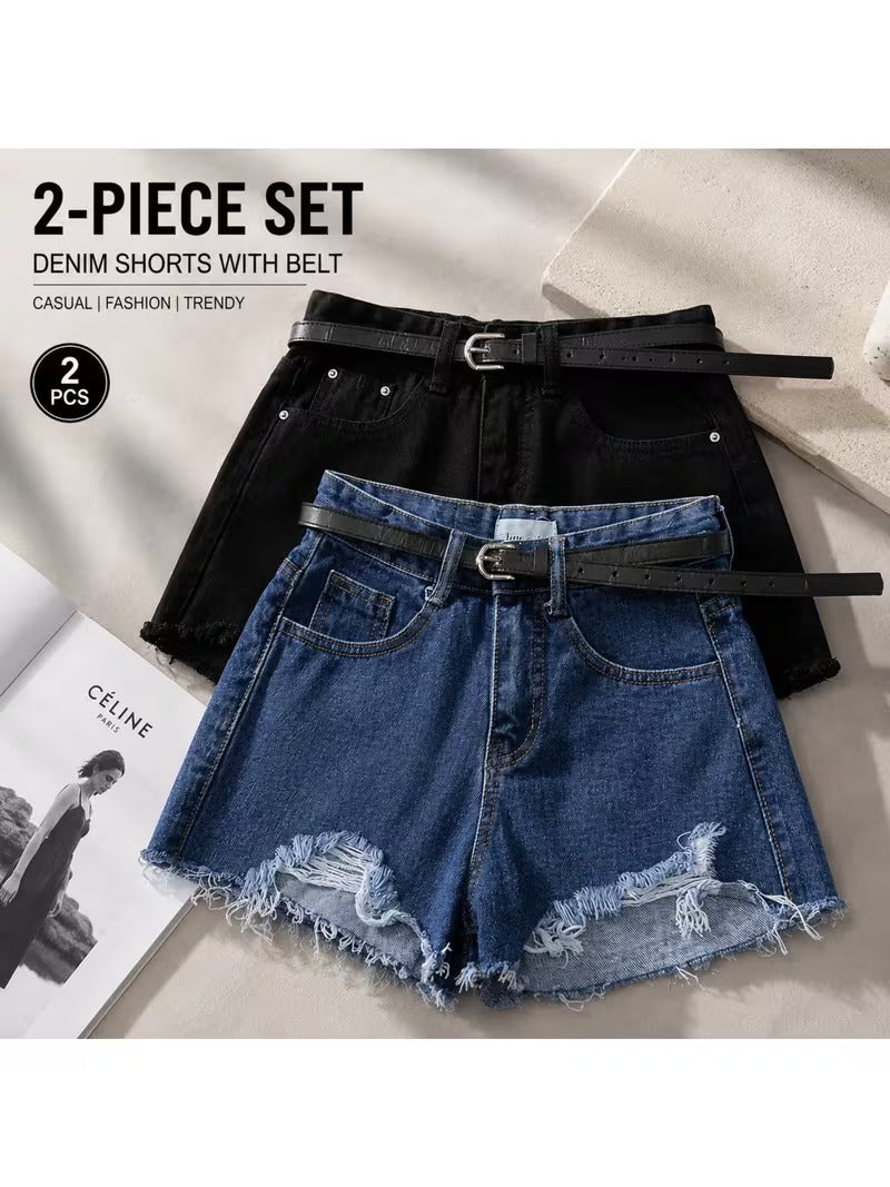 Buttlift Denim Shorts Black and Blue (Pack of 2) SKU-116