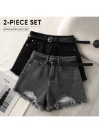 Buttlift Denim Shorts Black and Grey (Pack of 2) SKU-117