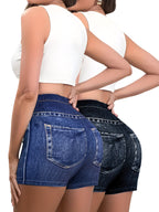 Buttlift Denim Shorts Black and Blue (Pack of 2) SKU-106